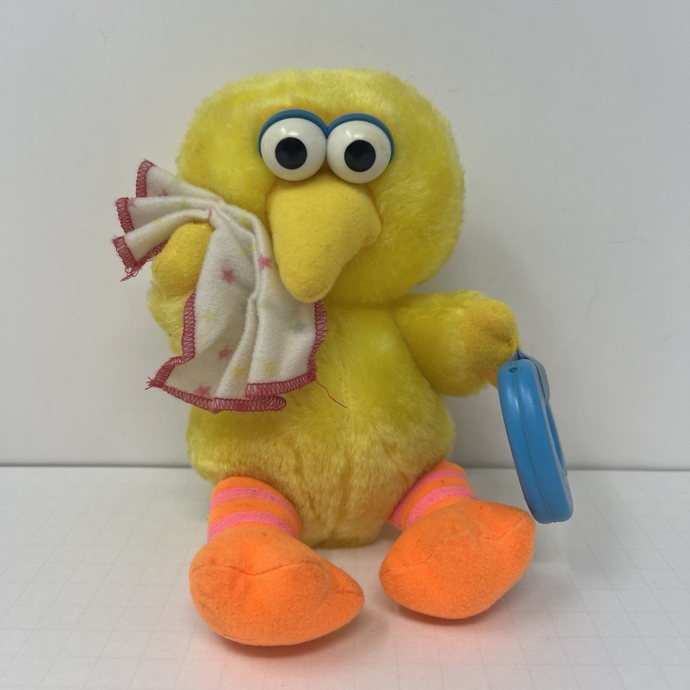 Playskool Sesame Street Big Bird Baby Sensory Rattle Plush Toy 1988 Vintage 8"